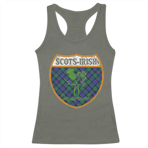 Scots-Irish Pride Racerback Tank Top Shamrock Ulster Scots Scotch Irish Shamrock Thistle TS09 Military Green Print Your Wear