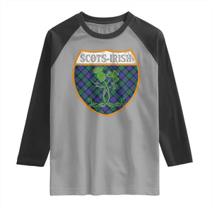 Scots-Irish Pride Raglan Shirt Shamrock Ulster Scots Scotch Irish Shamrock Thistle TS09 Sport Gray Black Print Your Wear
