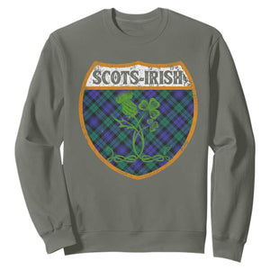 Scots-Irish Pride Sweatshirt Shamrock Ulster Scots Scotch Irish Shamrock Thistle TS09 Military Green Print Your Wear