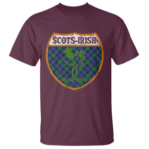 Scots-Irish Pride T Shirt Shamrock Ulster Scots Scotch Irish Shamrock Thistle TS09 Maroon Print Your Wear