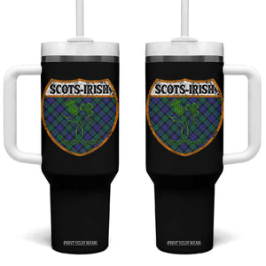Scots-Irish Pride Tumbler With Handle Shamrock Ulster Scots Scotch Irish Shamrock Thistle TS09 One Size: 40 oz Black Print Your Wear