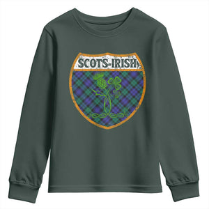 Scots-Irish Pride Youth Sweatshirt Shamrock Ulster Scots Scotch Irish Shamrock Thistle TS09 Dark Forest Green Print Your Wear