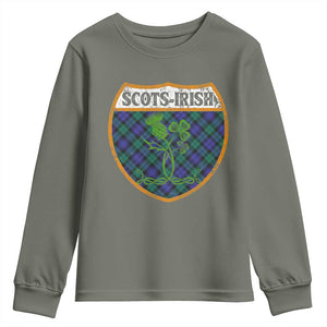 Scots-Irish Pride Youth Sweatshirt Shamrock Ulster Scots Scotch Irish Shamrock Thistle TS09 Military Green Print Your Wear