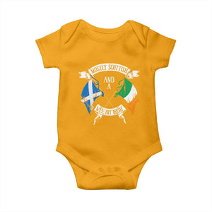 Funny Scots-Irish Pride Baby Onesie Mostly Scottish Wee Bit Irish TS09 Gold Print Your Wear