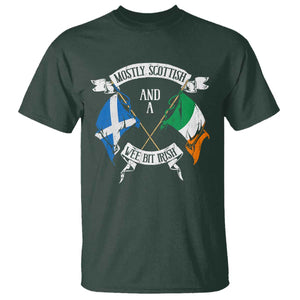 Funny Scots-Irish Pride T Shirt Mostly Scottish Wee Bit Irish TS09 Dark Forest Green Print Your Wear
