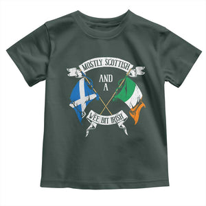 Funny Scots-Irish Pride Toddler T Shirt Mostly Scottish Wee Bit Irish TS09 Dark Forest Green Print Your Wear