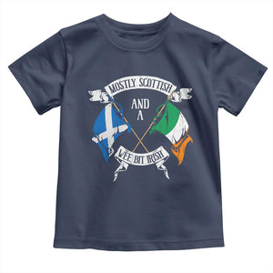 Funny Scots-Irish Pride Toddler T Shirt Mostly Scottish Wee Bit Irish TS09 Navy Print Your Wear