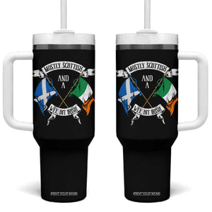 Funny Scots-Irish Pride Tumbler With Handle Mostly Scottish Wee Bit Irish TS09 One Size: 40 oz Black Print Your Wear