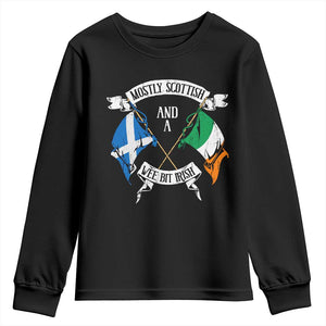 Funny Scots-Irish Pride Youth Sweatshirt Mostly Scottish Wee Bit Irish TS09 Black Print Your Wear