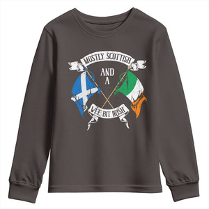 Funny Scots-Irish Pride Youth Sweatshirt Mostly Scottish Wee Bit Irish TS09 Dark Chocolate Print Your Wear