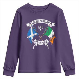 Funny Scots-Irish Pride Youth Sweatshirt Mostly Scottish Wee Bit Irish TS09 Purple Print Your Wear