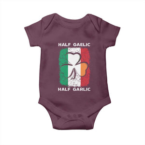Irish Italian Pride Baby Onesie Half Gaelic Half Garlic Shamrock Ireland Italy Flag TS09 Maroon Print Your Wear