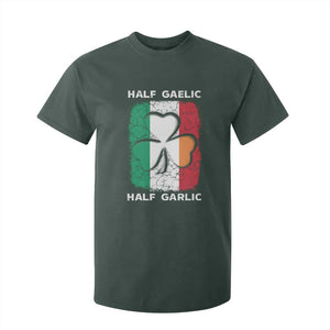 Irish Italian Pride T Shirt For Kids - Half Gaelic Half Garlic Shamrock Ireland Italy Flag Tee TS09 Dark Forest Green Print Your Wear