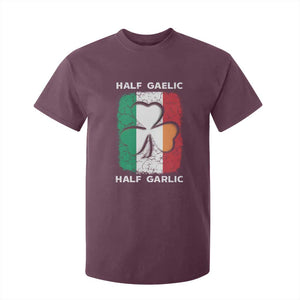 Irish Italian Pride T Shirt For Kids - Half Gaelic Half Garlic Shamrock Ireland Italy Flag Tee TS09 Maroon Print Your Wear