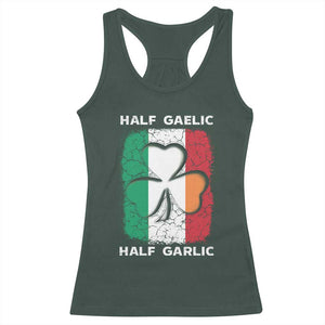 Irish Italian Pride Racerback Tank Top Half Gaelic Half Garlic Shamrock Ireland Italy Flag TS09 Dark Forest Green Print Your Wear