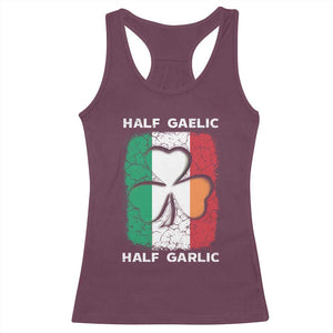 Irish Italian Pride Racerback Tank Top Half Gaelic Half Garlic Shamrock Ireland Italy Flag TS09 Maroon Print Your Wear