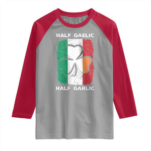 Irish Italian Pride Raglan Shirt Half Gaelic Half Garlic Shamrock Ireland Italy Flag TS09 Sport Gray Red Print Your Wear