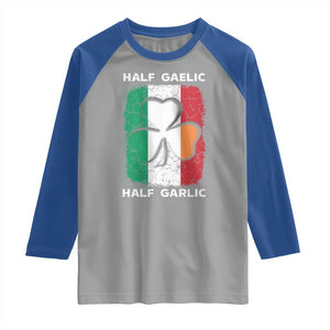 Irish Italian Pride Raglan Shirt Half Gaelic Half Garlic Shamrock Ireland Italy Flag TS09 Sport Gray Royal Print Your Wear