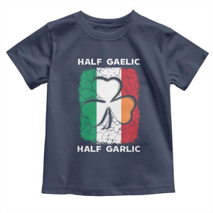 Irish Italian Pride Toddler T Shirt Half Gaelic Half Garlic Shamrock Ireland Italy Flag TS09 Navy Print Your Wear