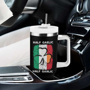 Irish Italian Pride Tumbler With Handle Half Gaelic Half Garlic Shamrock Ireland Italy Flag TS09 Print Your Wear