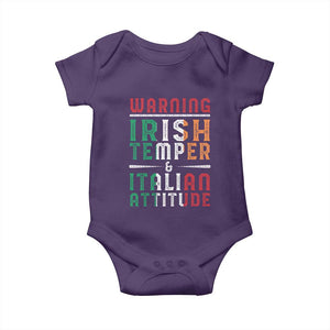 Funny Irish Temper Italian Attitude Baby Onesie TS09 Purple Print Your Wear