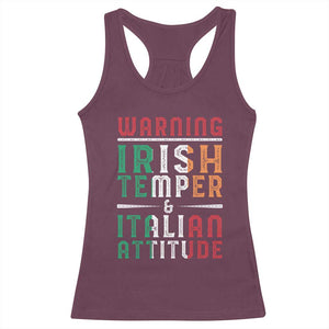 Funny Irish Temper Italian Attitude Racerback Tank Top TS09 Maroon Print Your Wear