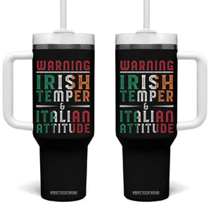 Funny Irish Temper Italian Attitude Tumbler With Handle TS09 One Size: 40 oz Black Print Your Wear