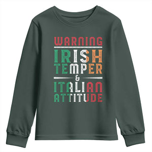 Funny Irish Temper Italian Attitude Youth Sweatshirt TS09 Dark Forest Green Print Your Wear