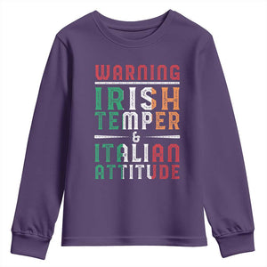 Funny Irish Temper Italian Attitude Youth Sweatshirt TS09 Purple Print Your Wear