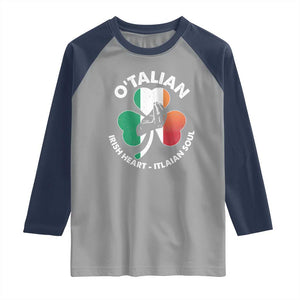 Italian Irish O'talian St. Patrick's Day Raglan Shirt TS09 Sport Gray Navy Print Your Wear