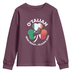 Italian Irish O'talian St. Patrick's Day Youth Sweatshirt TS09 Maroon Print Your Wear