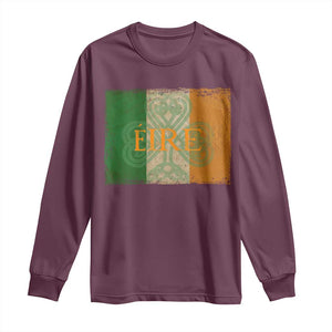 Eire Irish Pride Long Sleeve Shirt Celtic Shamrock Ireland Flag TS09 Maroon Print Your Wear