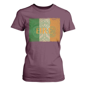 Eire Irish Pride T Shirt For Women Celtic Shamrock Ireland Flag TS09 Maroon Print Your Wear