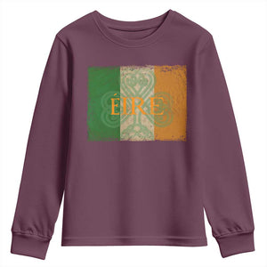 Eire Irish Pride Youth Sweatshirt Celtic Shamrock Ireland Flag TS09 Maroon Print Your Wear