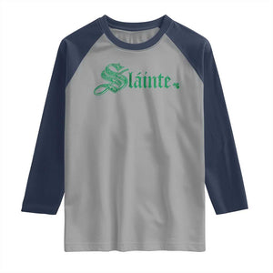 Irish Raglan Shirt Slainte Cheers Good Health Ireland TS09 Sport Gray Navy Print Your Wear