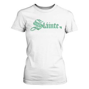 Irish T Shirt For Women Slainte Cheers Good Health Ireland TS09 White Print Your Wear