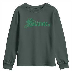 Irish Youth Sweatshirt Slainte Cheers Good Health Ireland TS09 Dark Forest Green Print Your Wear