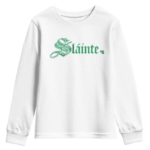 Irish Youth Sweatshirt Slainte Cheers Good Health Ireland TS09 White Print Your Wear