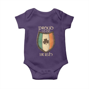 Proud To Be Irish Baby Onesie Celtic Shamrock Ireland Flag TS09 Purple Print Your Wear