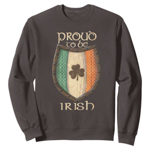 Proud To Be Irish Sweatshirt Celtic Shamrock Ireland Flag TS09 Dark Chocolate Print Your Wear