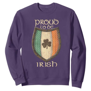 Proud To Be Irish Sweatshirt Celtic Shamrock Ireland Flag TS09 Purple Print Your Wear