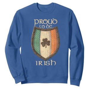 Proud To Be Irish Sweatshirt Celtic Shamrock Ireland Flag TS09 Royal Blue Print Your Wear