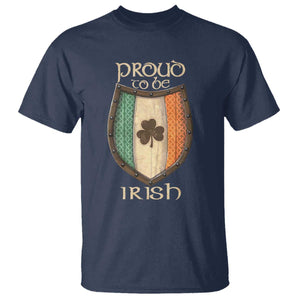Proud To Be Irish T Shirt Celtic Shamrock Ireland Flag TS09 Navy Print Your Wear