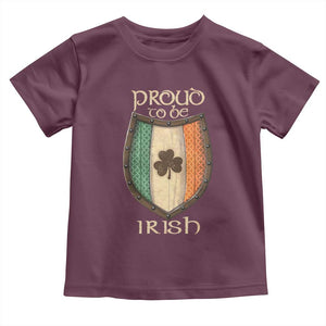 Proud To Be Irish Toddler T Shirt Celtic Shamrock Ireland Flag TS09 Maroon Print Your Wear