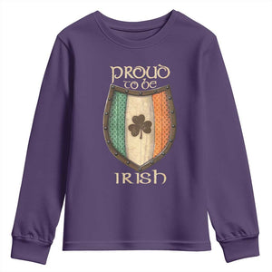 Proud To Be Irish Youth Sweatshirt Celtic Shamrock Ireland Flag TS09 Purple Print Your Wear
