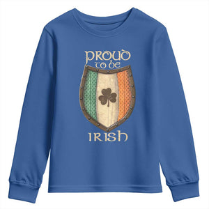 Proud To Be Irish Youth Sweatshirt Celtic Shamrock Ireland Flag TS09 Royal Blue Print Your Wear