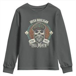 Irish Pride Youth Sweatshirt Irish Hooligan Stay True Till Death TS09 Dark Heather Print Your Wear