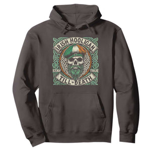 Irish Pride Hoodie Irish Hooligan Ireland Flag Skull TS09 Dark Chocolate Print Your Wear