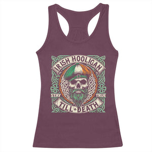 Irish Pride Racerback Tank Top Irish Hooligan Ireland Flag Skull TS09 Maroon Print Your Wear