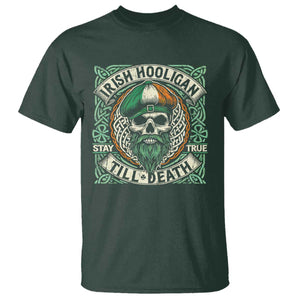Irish Pride T Shirt Irish Hooligan Ireland Flag Skull TS09 Dark Forest Green Print Your Wear